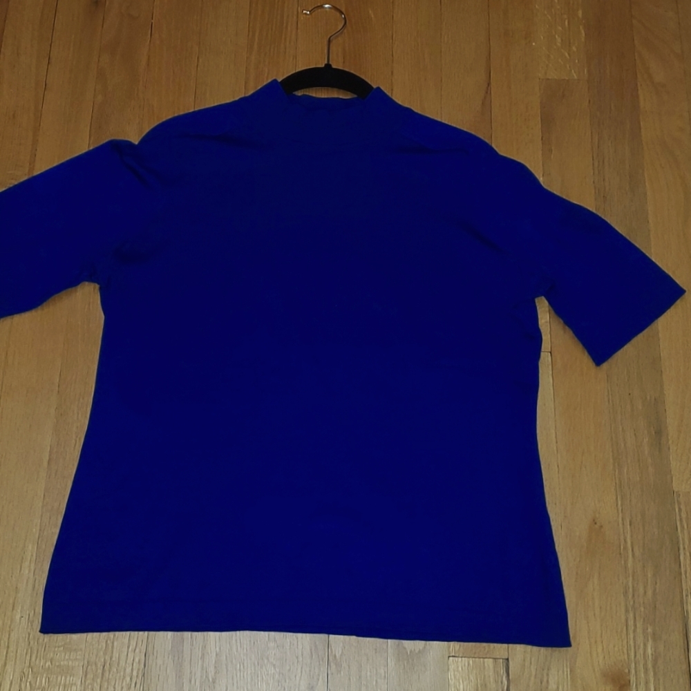 JONES NEW YORK Purple Silk Mock Neck Top